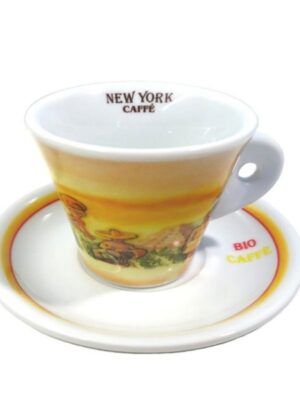 New York Caffe BIO cesti ceramice espresso cu farfurii 6 buc