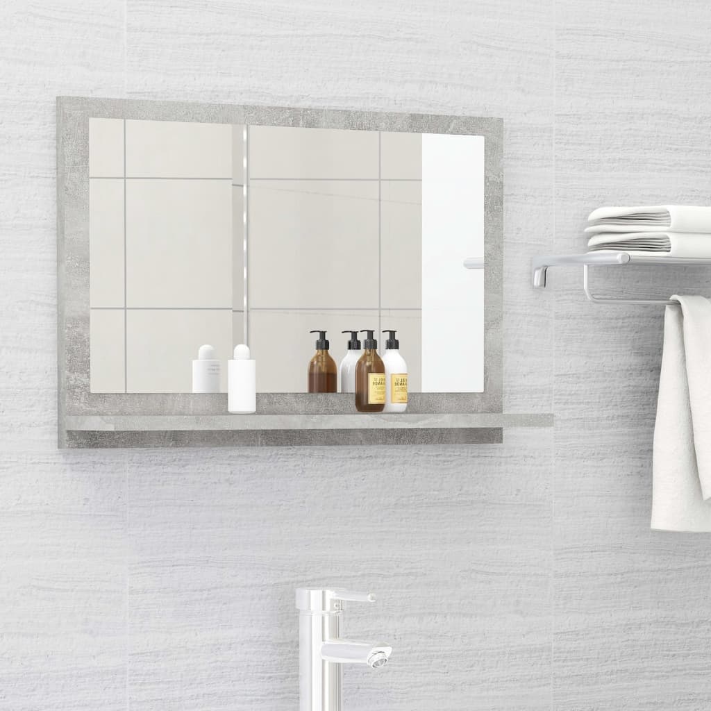 Dulap de baie cu oglinda, PAL, 60 x 10.5 x 37 cm, gri beton