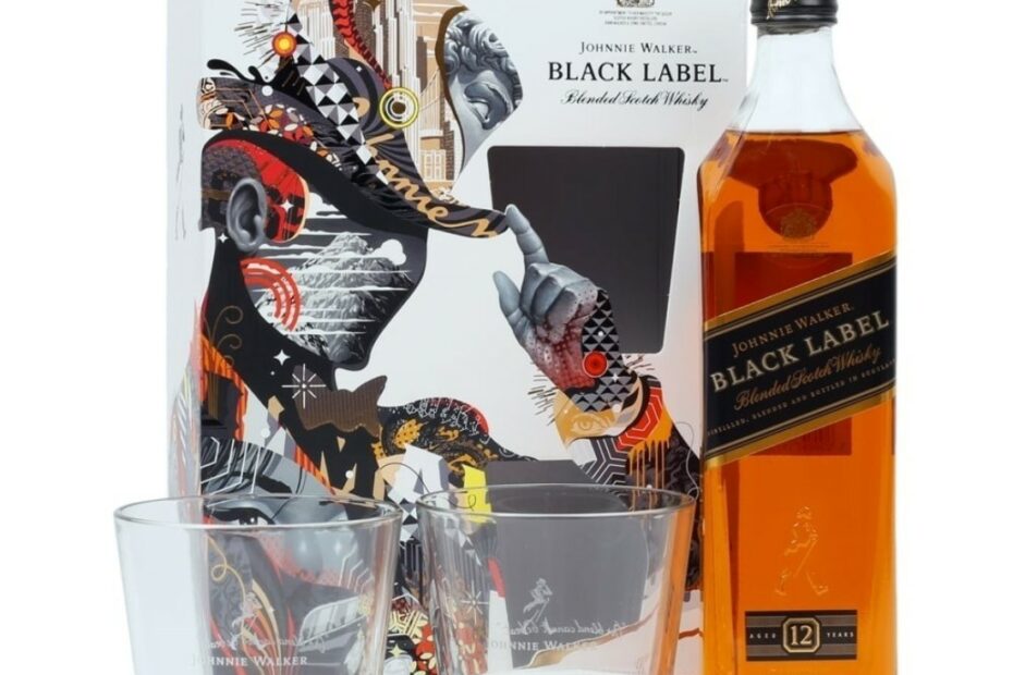 johnnie walker blended scotch whisky black label 07l gift set pahare Black Label Whisky
