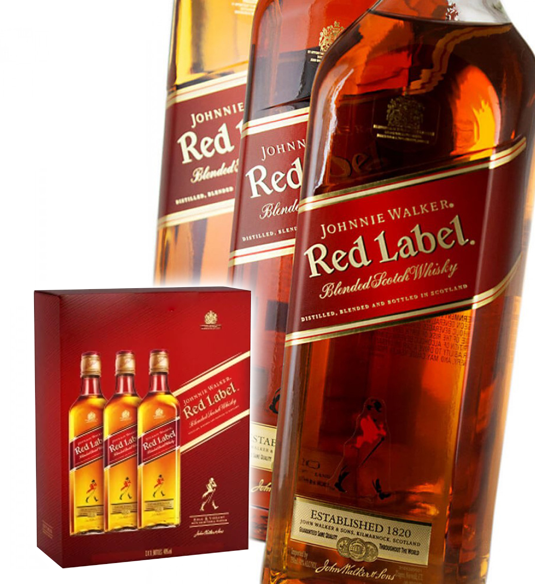 johnnie walker blended scotch whisky red label 1l pachet 3 sticle Whisky Johnnie Walker Red Label