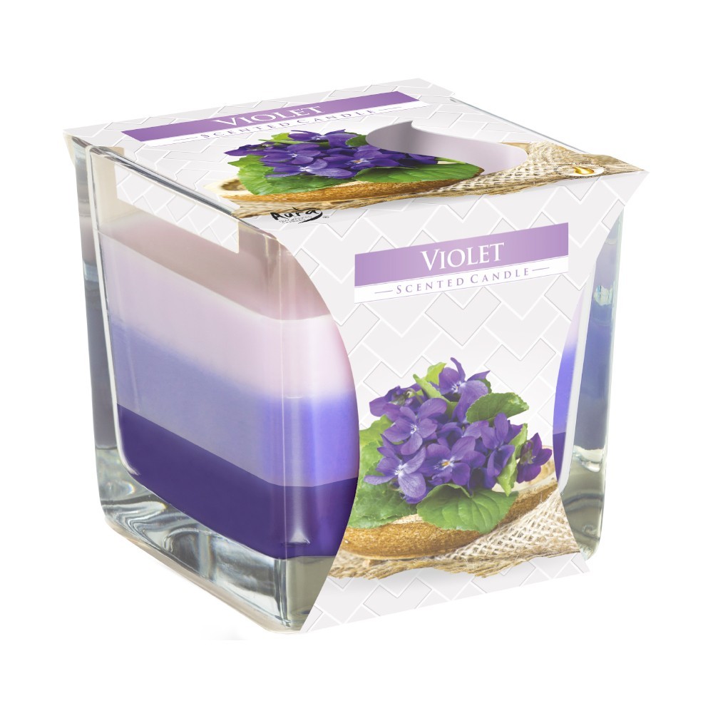 Set 2 x Lumanare Parfumata in Pahar in Trei Culori, Violete, 32 Ore