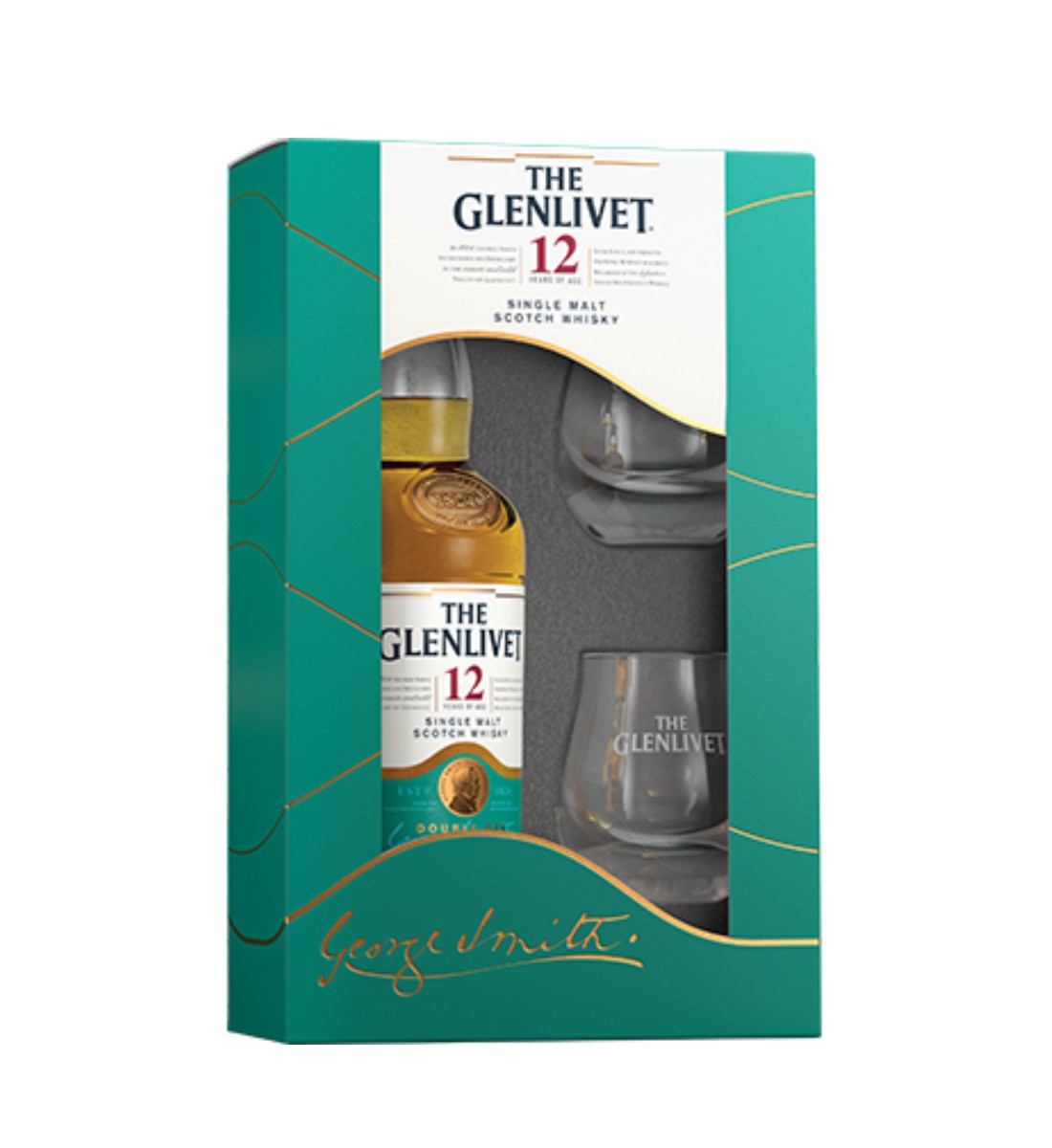 the glenlivet double oak 12 ani speyside single malt scotch whisky 07l gift set pahare Whisky The Glenlivet 12
